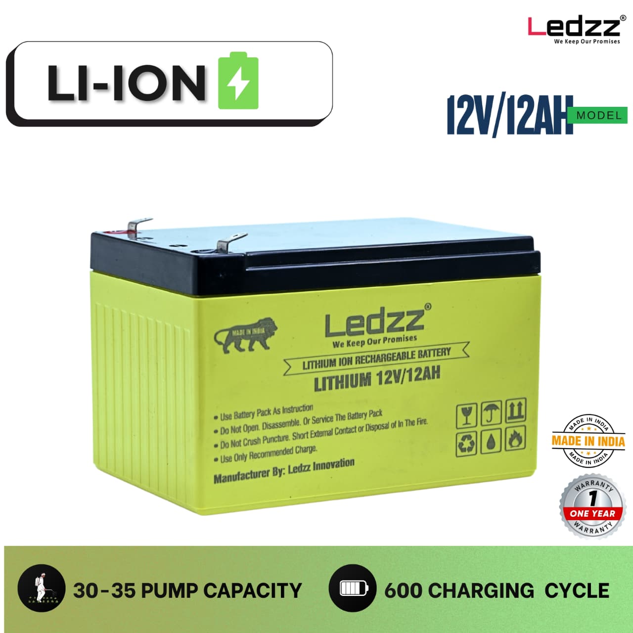 LI-ION 12V 12AH Ledzz